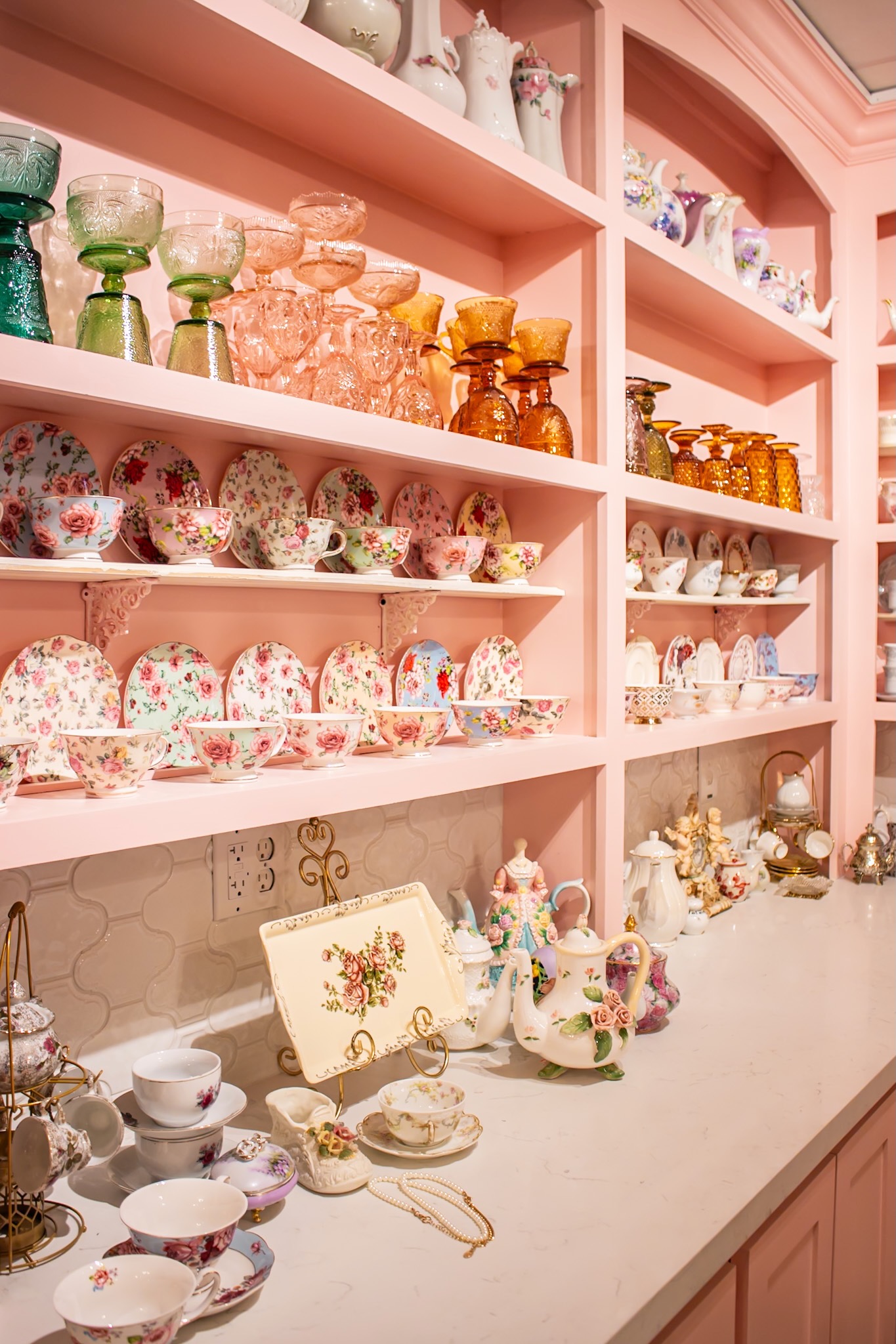 Vintage teacup and glassware collection